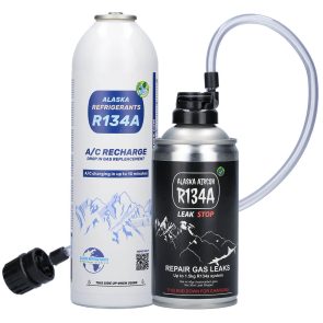 Alaska Refrigerants Szivárgástömitő palack R134a BLACK (kizárólag üres klímarendszerekhez)